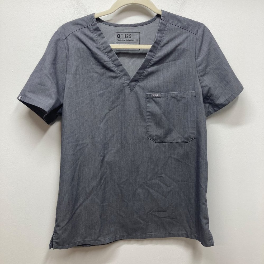 Figs Technical Collection Gray Nursing Scrub Top M - image 1